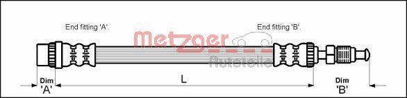Flexible de frein (Durite de frein) METZGER ref. 4114712
